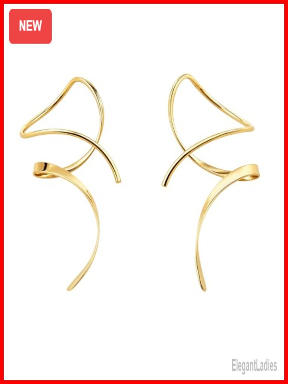 14K Gold Spiral Threader Dangle Earrings Hand Bent Drop Women Jewelry Gift